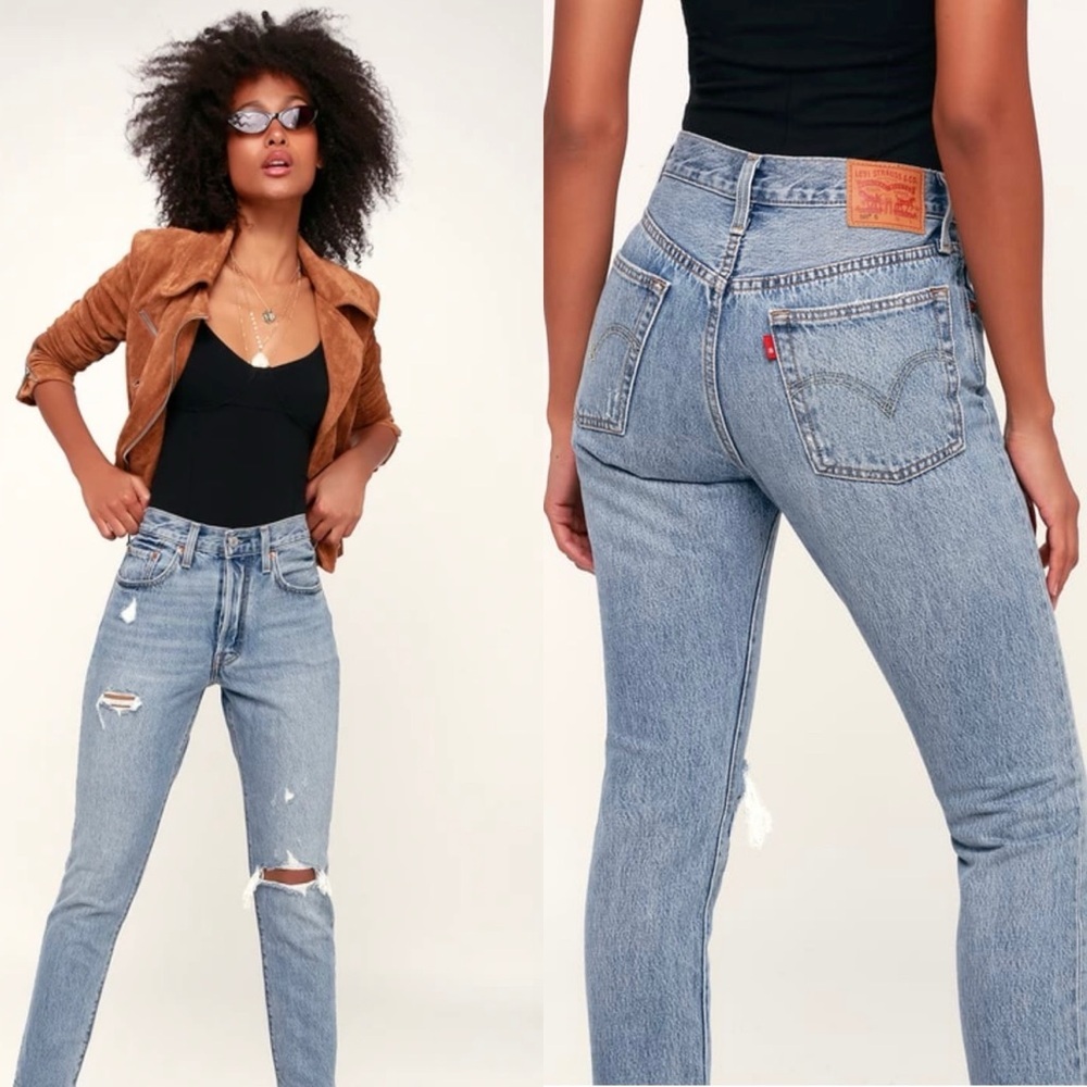 Levi’s 501 S Skinny Distressed Raw Hem‎ Jeans